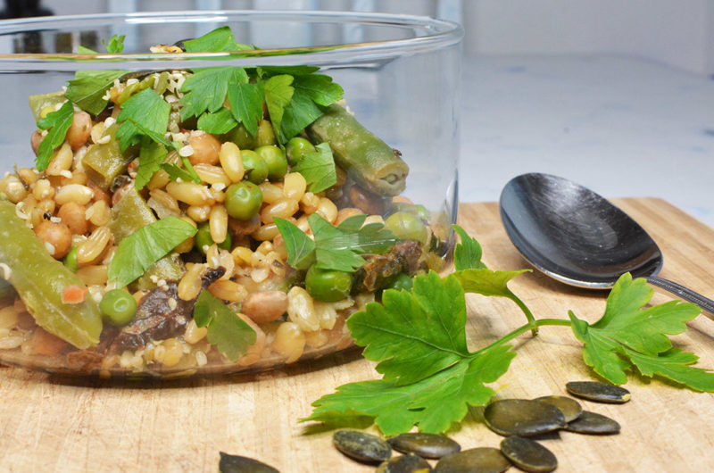 Kamut - Bohnensalat mit grünem Gemüse