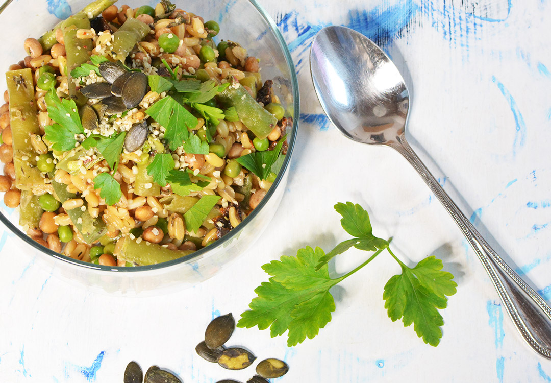 Kamut – Bohnensalat mit grünem Gemüse