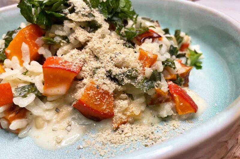 Kürbis Risotto mit Salbei Gremolata + Pinienkernen und Cashew - Kürbis Parmesan